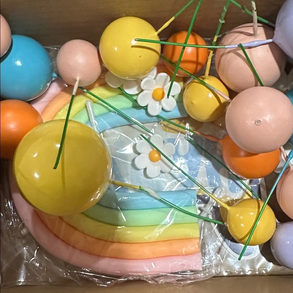 Colorful Birthday ball balloon rainbow cake decorating supplies 38 piece